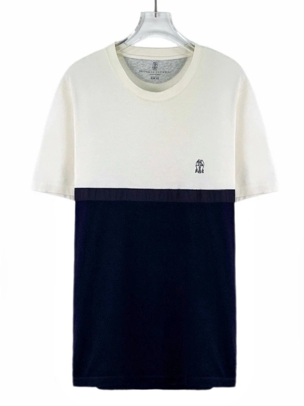 Brunello Cucinelli Color Block Cotton T-Shirt Size Medium Like New